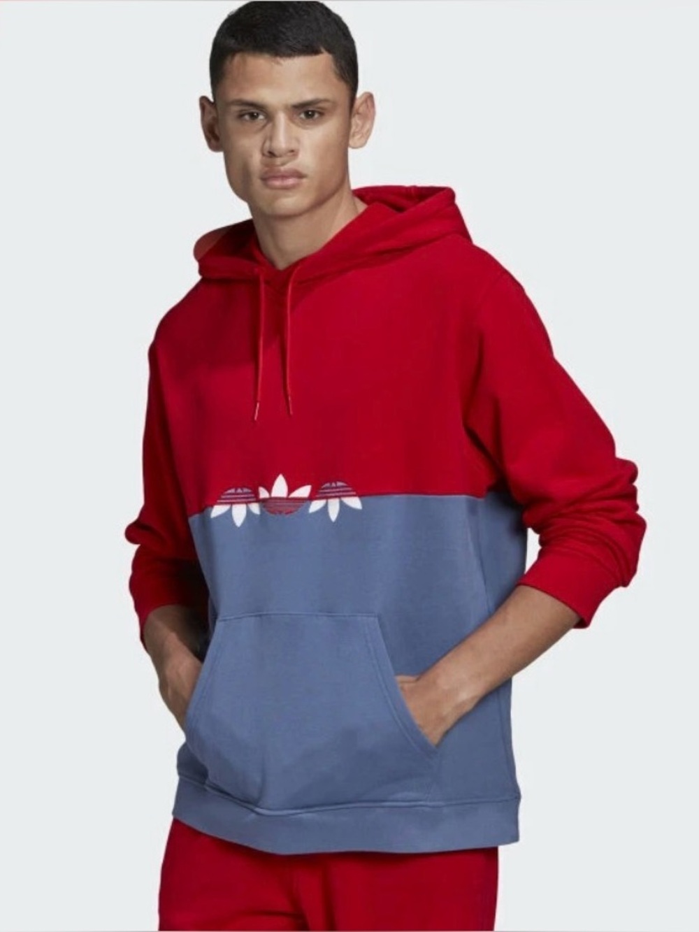 adidas Red and Blue Colorblock Men's Hoodie
